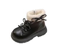 Kids Snow Boots Soft Sole Solid Color Comfortable Flat Shoes Princess Leather Bow Flower Shoes Wide Fit Anti-Slip Outdoor Breathable Footwear Walking Ankle Boots for Wedding Party