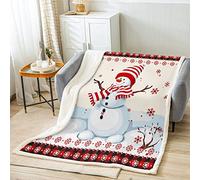 Kids Snowman Christmas Throw Blanket Snowflake Romantic Fleece Blanket,Girl Boy Home/Xmas Cabin Decor,Geometric Grid Lattice Cozy Throws for Bed Couch Sofa, Soft and Breathable(60 x 80 Inches)