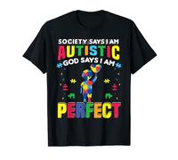 Kids Society Says Autistic God Perfect Autism Awareness Boys T-Shirt