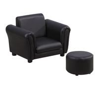 Kids Sofa Chair Set Childrens Armchair Seating Seat Bedroom Playroom Stool Black