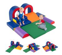 Kids Soft Play Set, 10 Pieces Baby Foam Climbing Blocks with PU Leather, Indoor Climb and Crawl Toddlers Activity Toys for Gym Playground (Blue)