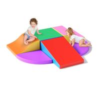 Kids Soft Play Set, 6-Pieces Foam Climbing Blocks, PU Leather Indoor Activity Soft Play Equipment for Climb and Crawl, 6 Shapes Large Climbing Blocks, Toddlers Motor Development, Rainbow