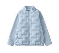 Kids Softshell Jacket Windproof Lightweight Warm Padded Quilted Coats Long Sleeve Thick Warm Casual Zipper Outwear Thermal Transition Jacket Solid Color Stand Collar Puffer Coat Age 14-15 Years
