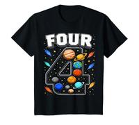 Kids Solar System Space Plane 4yr 4th Birthday Four Year Old Boys T-Shirt