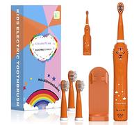 Kids Sonic Electric Toothbrush, Rechargeable Toothbrush for Children, Sonic Toothbrush for Boys Girls Age 3-12 with 30s Reminder, 2 Mins Timer, 6 Modes, 4 Brush Heads, Wall-Mounted Stand…