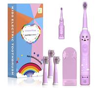 Kids Sonic Electric Toothbrush, Rechargeable Toothbrush for Children, Sonic Toothbrush for Boys Girls Age 3-12 with 30s Reminder, 2 Mins Timer, 6 Modes, 4 Brush Heads, Wall-Mounted Stand…