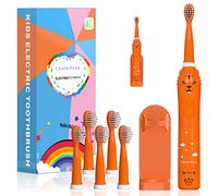 Kids Sonic Electric Toothbrush, Rechargeable Toothbrush for Children, Toothbrush for Toddlers Boys Girls Age 3-12 with 30s Reminder, 2 Mins Timer, 6 Modes, 6 Brush Heads, Wall-Mounted Holder