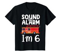 Kids Sound The Alarm I'm 6 Year Old Fire Truck Boys 6th Birthday T-Shirt