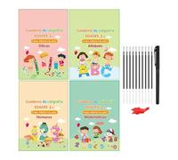 Kids Spanish Books - Reusable Writing Notebook, 8.27x6.89 inches Spanish Practice Workbook, Kids Handwriting Practice Bundle | Dry Erase Learning System, home learning writing tool