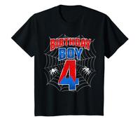 Kids Spider Web Four Fourth 4 Years Old It's My 4th Birthday Boy T-Shirt