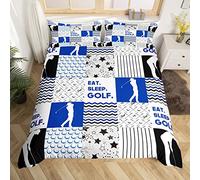 Kids Sports Duvet Cover Single Boys Golf Bedding Geometric Striped Comforter Cover Buffalo Plaid Quilt Cover Ball Game Bed Spread Cover Breathable All Season Bedding Set For Teens Adults
