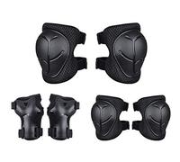Kids Sports Protective Gear Set,6 PCS Wrist Guard Knee Elbow Pads for Children Protection Skateboard Inline Roller Skating Biking Riding Scooter,Black