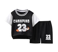 Kids Sports Shorts Sets Boys Jerseyss Tracksuit 2 Piece Basketball Performance Tank Shirt Top and Mesh Shorts Set Little Girl Sweatsuits 7 8 Black