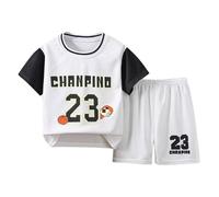 Kids Sports Shorts Sets Boys Jerseyss Tracksuit 2 Piece Basketball Performance Tank Shirt Top and Mesh Shorts Set Infant Fleece Pajamas White