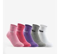 Kids' Sports Socks Mid X5 - Pink/blue/grey/white
