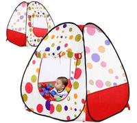 Kids Spotty Pop Up Play Tent Foldable Indoor Outdoor Playhouse for Toddlers & Children Portable Pop Up Tent with Rolled Curtain Door Easy Setup Kids Tent for Garden (Red)