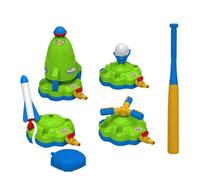Kids Sprinkler, 4 in 1 Sprinkler for Kids Outdoor Play, Baseball Rocket Launch Play Set Interactive Toys for Ages 3-12 Boys Girls Family Fun Outside Games