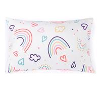 Kids SquishPillow (Small) + Pillowcase (White “Rainbow Rays” Print) by Original Squishmallows (13” x 8”)