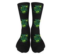 Kids St Patrick’s Day Socks Irish Lucky Clover Print Stretchy Calf Sock Mid-Calf Stockings for Boys Girls Shamrock Over Knee Length Socking leg Warmers (Black, 7-12)