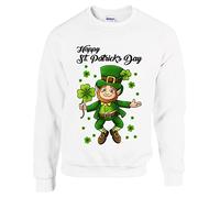 Kids St Patrick's Day Jumper, Leprechaun Irish Shamrock SweatShirt Ireland Patrick lover Unisex kids Adult Top (White, 7 Years)