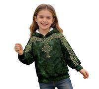 Kids St Patricks Day Outfits Girls Boys Oversized Waffle Hoodies Funny Shamrock Irish Graphic Pullover Tops Unisex St Patrick's Day Hoodie Sweatshirt Green Jumper