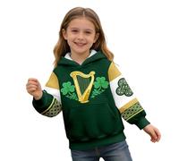 Kids St Patricks Day Outfits Girls Boys Oversized Waffle Hoodies Funny Shamrock Irish Graphic Pullover Tops Unisex St Patrick's Day Hoodie Sweatshirt Green Jumper