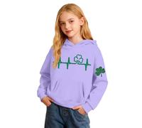 Kids St. Patrick's Day Shirts Irish Casual Long Sleeve St Patricks Loose Fit for Comfort Leopard Glittery Heart 2-14 Years Top