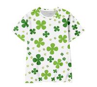 Kids St. Patrick's Day T Shirts Causal Crewneck Short Sleeve Parties Versatile for Holidays Print Preppy Suitable Summer Unisex Tops Happy St Patricks Day Outfits (12-Army Green, 3-4 Years)