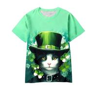 Kids St. Patrick's Day T Shirts Causal Crewneck Short Sleeve Parties Versatile for Holidays Print Preppy Suitable Summer Unisex Tops Happy St Patricks Day Outfits (14-Army Green, 7-8 Years)