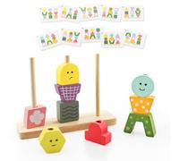 Kids Stacking Montessori Wooden Toys: Birthday Gifts for 1.5-2 Year Old Boys Girls Shape Sorter Puzzles Sensory Autism Toy for Kid Preschool Learning Educational Stacking Game for 18-24 Month