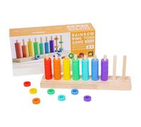 Kids Stacking Toy - Wooden Colour Sorting Rainbow Circles | Sensory Learning Game Educational Gift Boys Girls Age Three Plus Cognitive Development Fine Motor Skills Training
