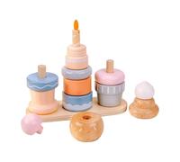 Kids Stacking Toys, Wooden Cake Game Learning, Party Play Set, Resin Base Support, Classroom Functional Accessory, Stackable Blocks for Boys, Girls, Preschool, 17.6cm