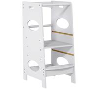 Kids Standing Tower MDF Grey 40x50x90cm Adjustable 3-Level Toddler Stool Rails.