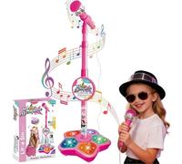 Kids Star Microphone, 5-in-1 Kid Star Microphone with Stand, Kids Karaoke Machine Toys with Adjustable Height Stand, Colorful Lights, and Echo Effect, for Boys Girls Christmas Birthday (pink)