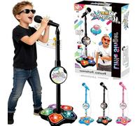 Kids Star Microphone with Stand, 2026 New Portable Microphone Toy with Music & Lights & Echo Effects for Kids, Fun & Easy-to-Use Karaoke Toy for Boys and Girls Singing (Black)