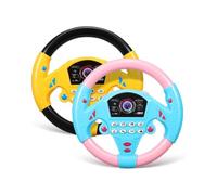 Kids Steering Wheel Toy Set of 2 Immersive Pretend Driving Controller for Imaginative Play Young Children Pink Blue