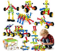 Kids STEM Building Toys for 4 5 6 7 8+ Year Old Boys Gifts, Educational Engineering Construction Toy Ages 4-8 6-8 8-12 Creative DIY Building Blocks Toy Learning Activities Gmae for Boys(186PCS)