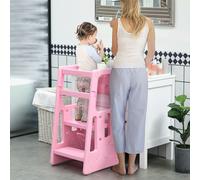 HOMCOM Kids Step Stool, Adjustable Standing Platform, Toddler Kitchen Stool