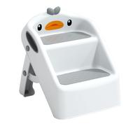 Kids Step Stool, Toddler Bathroom Booster, Folding Two Step Training Aid, Non Slip Lightweight Safety Helper, Portable Learning Support for Kitchen Toilet Sink, Compact White Size