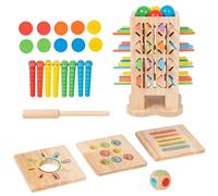 Kids Stick Pull Game - 5-in-1 Wooden Stick Throwing Dice Ball Drop Toy for Kids | Hand-Eye Training Games - for Fine Motor Skills Strategic Thinking Hand-eye Coordination Home Classroom Preschool Kind