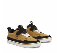 Kids Stone Jump Low Hook & Loop Trainers in Leather with Elasticated Laces honey