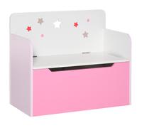 Kids Storage Bench Pink Wood Toy Chest 8x57.5x68.5cm Cute Animal Road Design Box