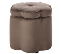 Kids Storage Pouffe FLOWER Velvet Dark Brown Flower