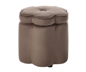 Kids Storage Pouffe FLOWER Velvet Dark Brown Flower