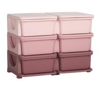Kids Storage Unit Childrens Toy Box Vertical Dresser Six Drawers Pink