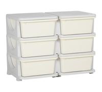 Kids Storage Unit Childrens Toy Box Vertical Dresser with Six Drawers Cream