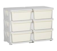 Kids Storage Unit Cream PP 56.5H x 75L x 37W cm Six Drawer Vertical Organizer UK