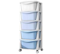 Kids Storage Units with 5 Drawers, Plastic Storage Drawers, 5 Tier Chest Vertical Dresser Tower Toy Organizer, Space-Saving Draws for Office,Home,36X36X89cm, for Nursery Playroom Kindergarten (blue)