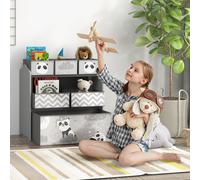 Kids Storage Units with 6 Fabric Bins, Childrens Toy Storage Organiser ZONEKIZ Grey One Size