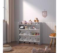Kids Storage Wooden Unit Children's Bookshelf Toy Box 9 Cube 4 Tier Tubs Box UK Xample Grey One Size